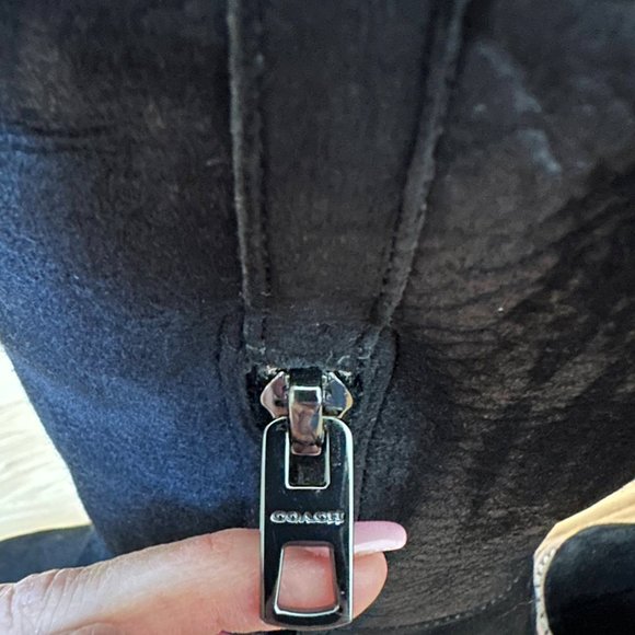 COACH Suede Knee High Boots Shearling Wedge Boots - Size 7B - Picture 3 of 8